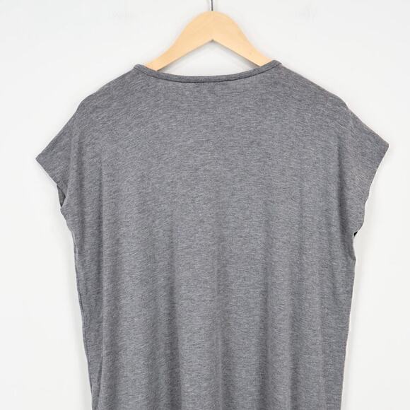 Eileen Fisher Stretch Jersey Knit Short Sleeve Knee Length Dress Gray Size M - Picture 6 of 7